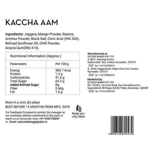 Go Desi Kaccha Aam Popz Sour Raw Mango & Jaggery